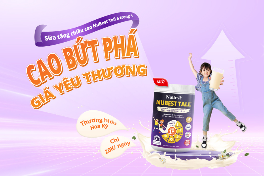 Trọn vẹn dinh dưỡng tăng chiều cao chỉ với 1 ly sữa NuBest Tall 6 trong 1 mỗi ngày