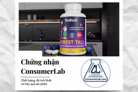 ConsumerLab trao chứng nhận chất lượng, độ tinh khiết và hiệu quả cho Thực phẩm bảo vệ sức khỏe NuBest Tall 10+